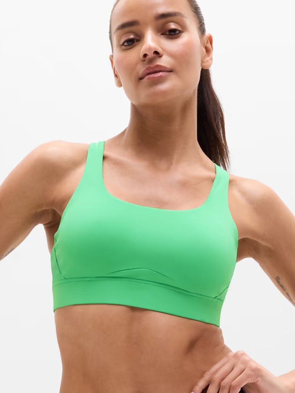 NWT Athleta Interval sports bra in Palmetto green, sz. M (A-C)